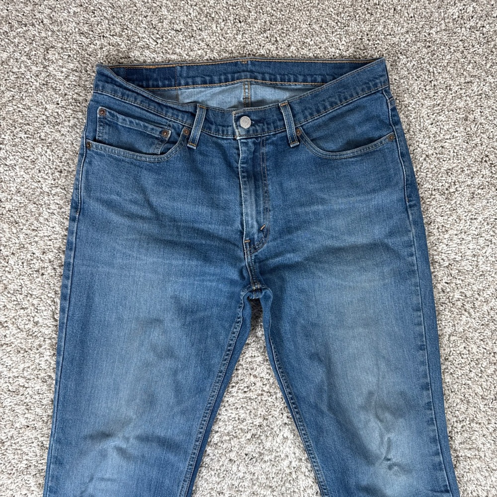 Levi's 511 Jeans Mens 34x32 Blue Medium Wash Distressed Denim Slim Fit - Picture 2 of 15